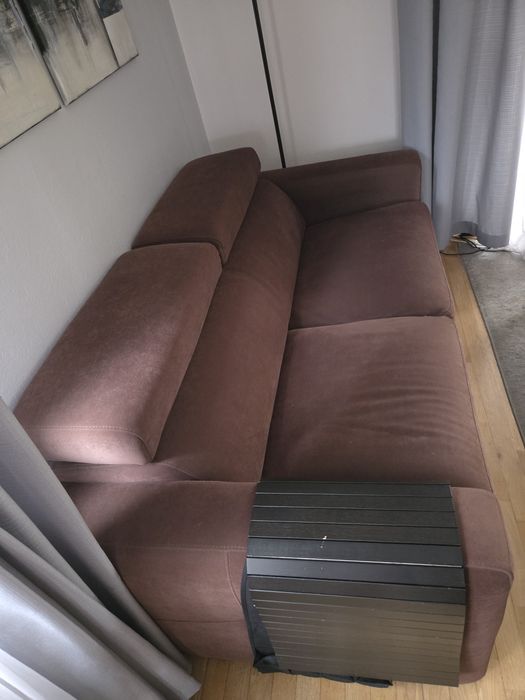 2 kanapy - dwójka i trójka, brązowa, etap, sofa, kanapa