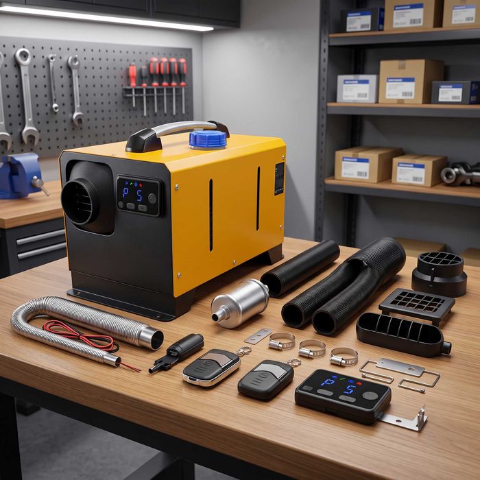 NOWA Nagrzewnica Spalinowa Dmuchawa Olejowa Ogrzewanie Postój 8Kw 12/24V Elektronarzędzia