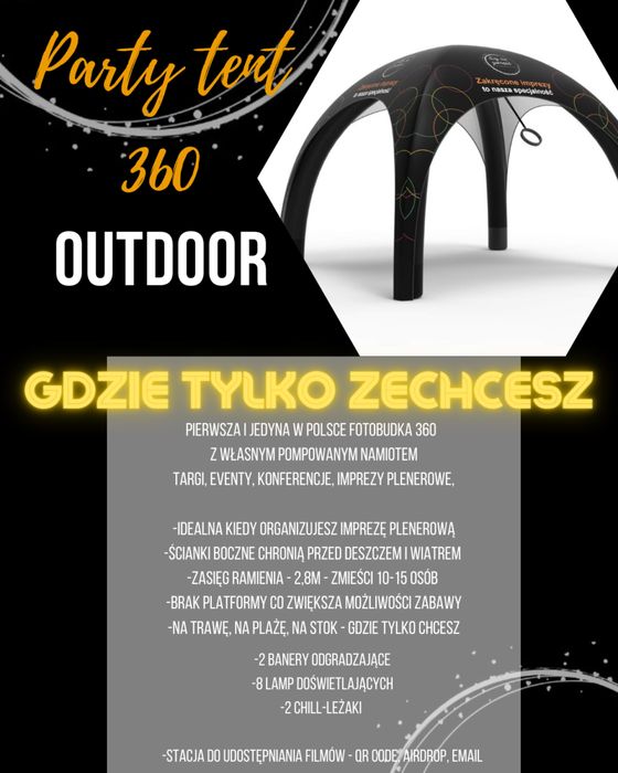 Fotobudka Sky 360 Spinner Pro dla 10-15 osób overhead fotobrama