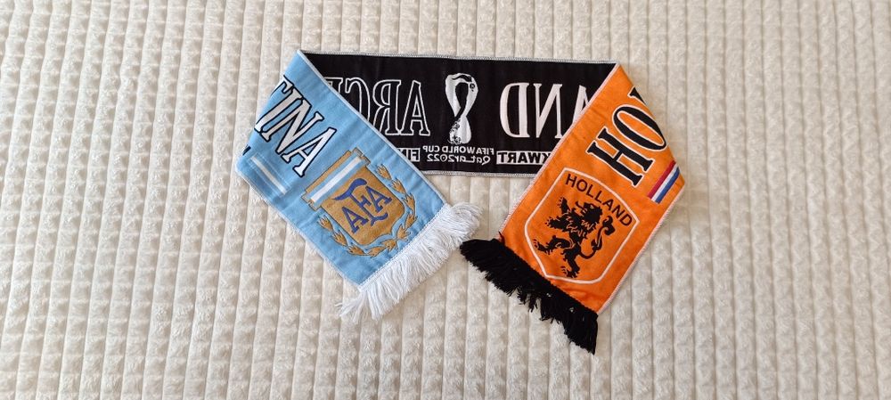 Argentyna Holandia szalik piłkarski sportowy łączony używany
