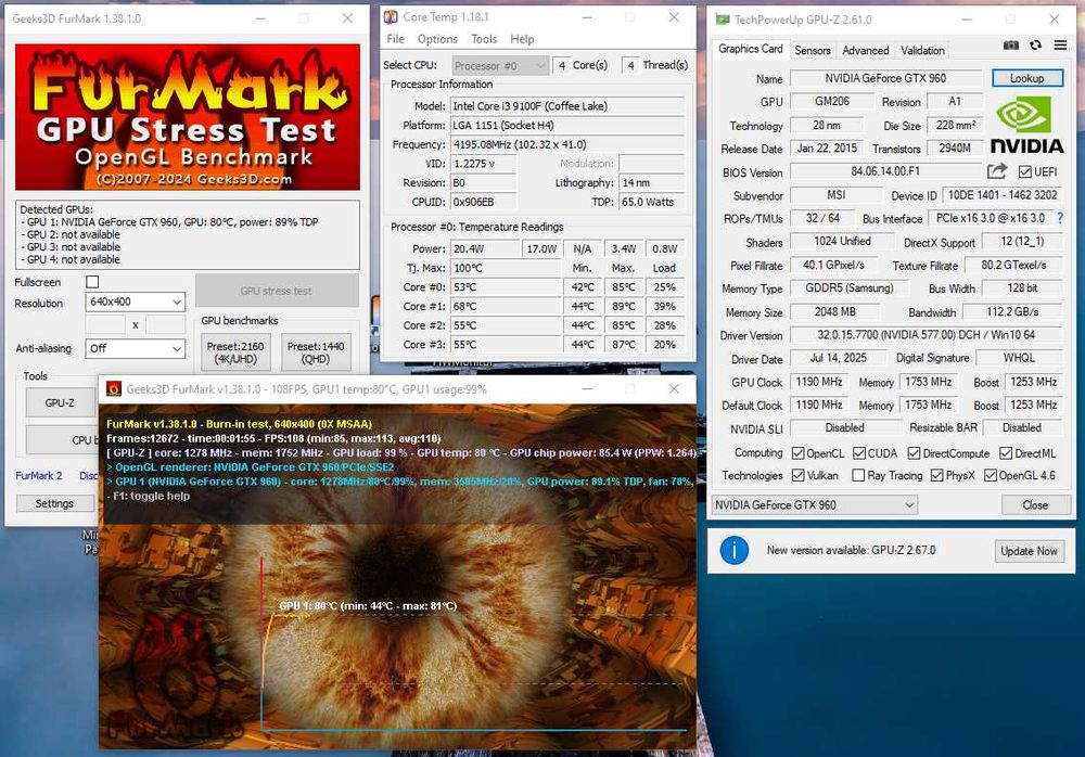 ASUS TUF Z390 PRO + i3-9100F + 16GB DDR4 3000 MHz + MSI GTX960