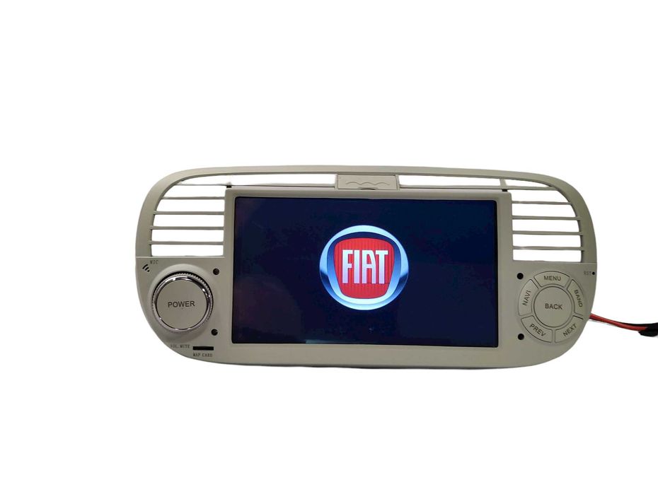 Radio 2 DIN Android 13 Fiat 500– Branco GPS WIFI CarPlay - Novo