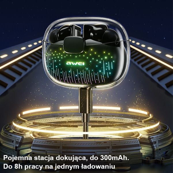 AWEI słuchawki Bluetooth 5.3 T52 Pro2TWS + stacja dokująca czarny/black