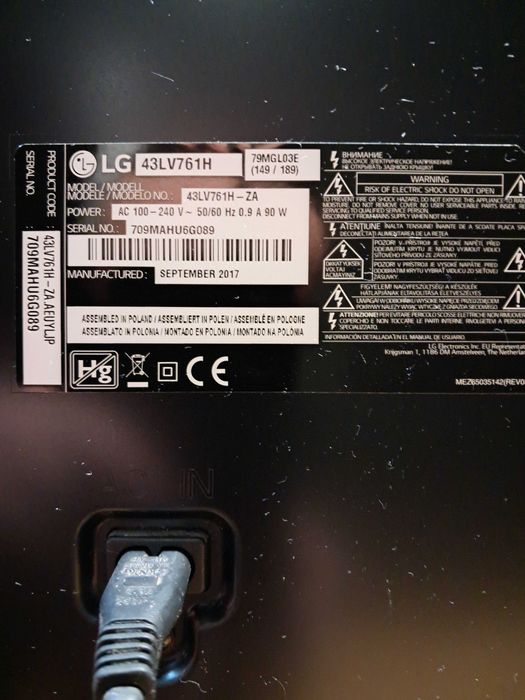 Tv smart led LG 43" LV761H