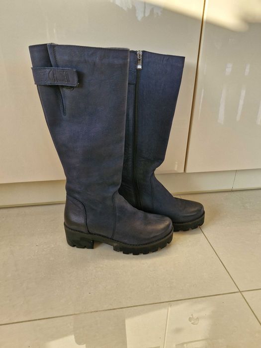 Kozaki granatowe skórzane rozm.38