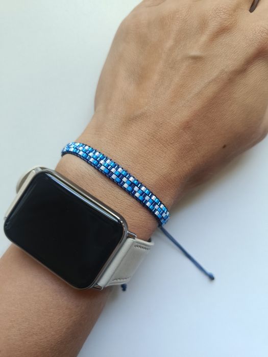 Cienka bransoletka niebieska handmade