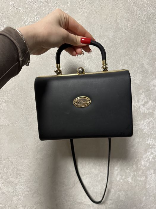Стильна сумка чорна маленька брендова Versace