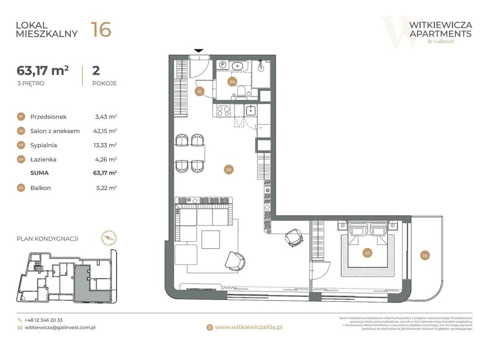 2-pokojowe mieszkanie 63 m² + balkon - Widok 2