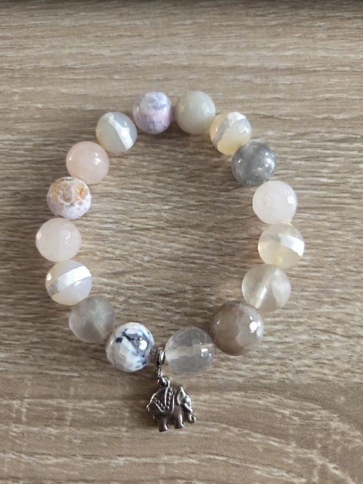 Bransoletka agaty kwarc z charmsem