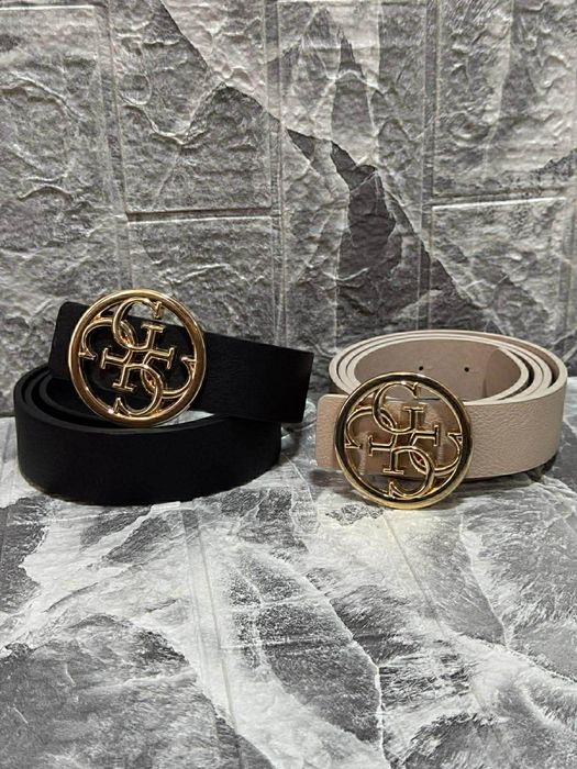 Pasek damski guess beżowy i czarny