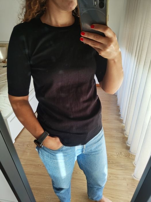 T-shirt preta de malha Lefties