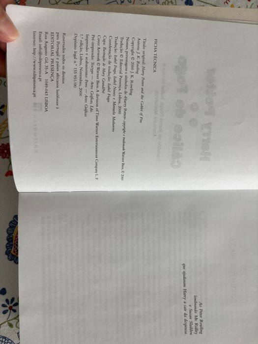 Livro Harry Potter e o Calice de Fogo 1ª edição