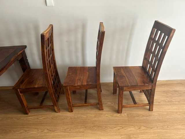 Stół drewniany indyjski 120x80 + 6 krzeseł palisander