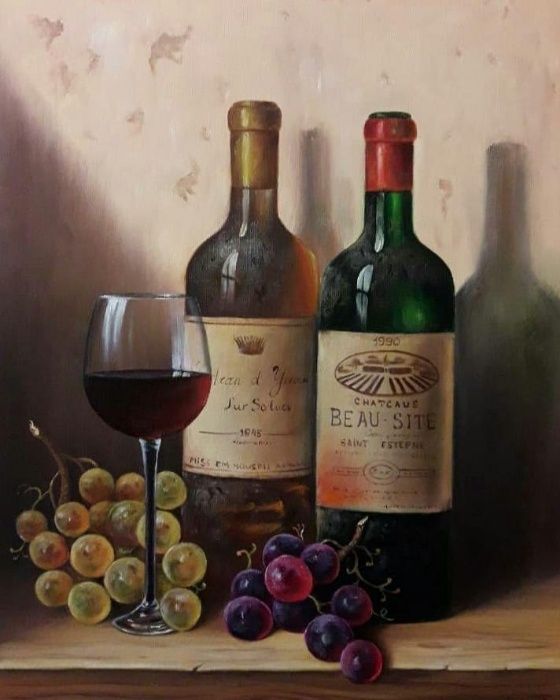 Картина маслом "Вино" ( прованс) серия "Осеннее настроение 2017"