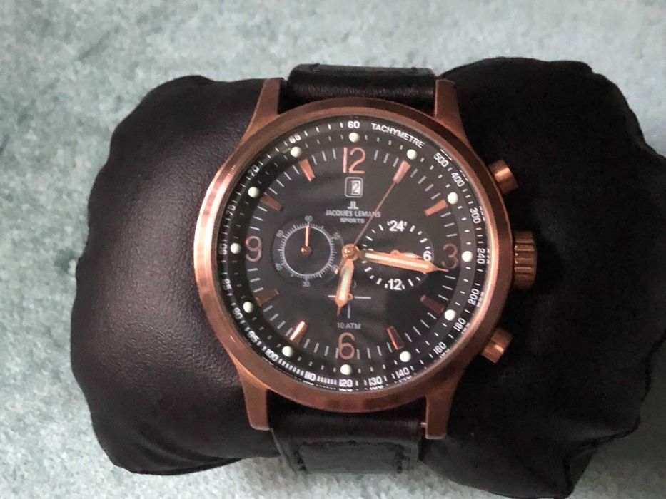 ЧАСЫ Кварцевые JACQUES LEMANS /  БРУТАЛЬНЫЕ бронзовые Большие часы