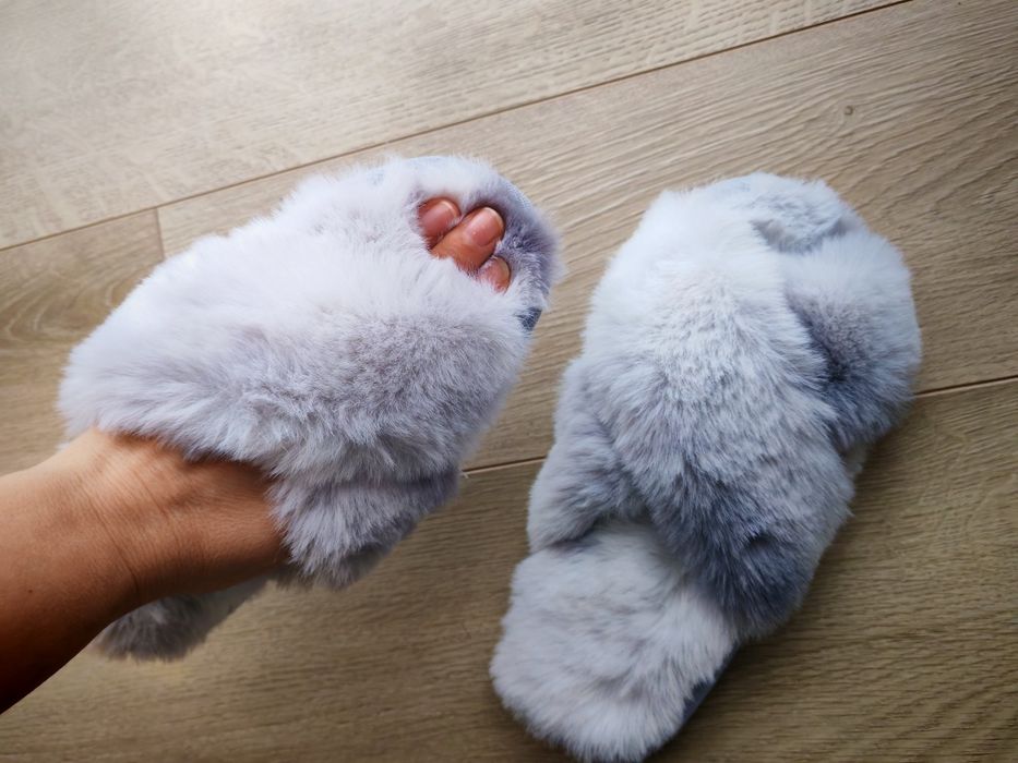 Kapcie pantofle 36 milutkie klapki po domu z futerkiem