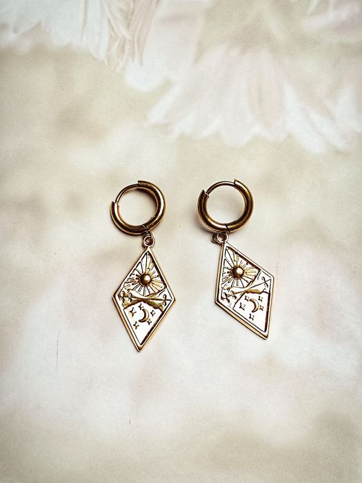 Magiczne Kolczyki Gwiezdny Krajobraz Stal Nierdzewna 316L