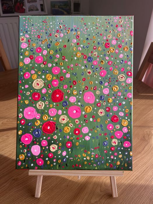 Obraz akrylowy ręcznie malowany na płótnie - „Flower madness” -kwiaty abstrakcja