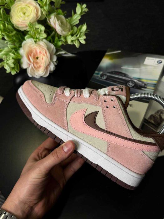 ‼️ Ліквідація Залишків Львів‼️ Nike SB Dunk Low SE 85 Double Swoosh Pink&Brown | 36-41| Шкіра |