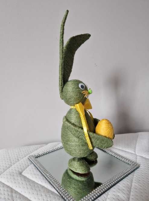 Zając wielkanocny ze sznurka święta ozdoba wielkanocna hand made