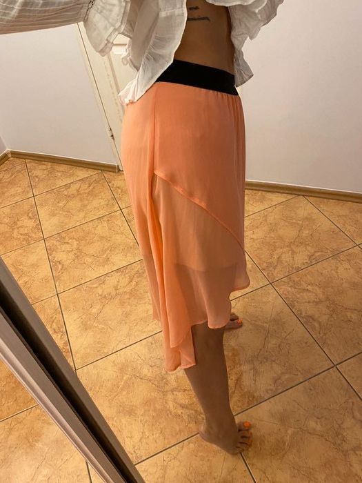 Reserved Spódnica maxi z tiulu tiul szyfon szyfonowa asymetryczna  M