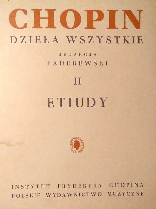 Nuty, Chopin, Dzieła Wszystkie, Etiudy, Redakcja Paderewski, PWM 1978.