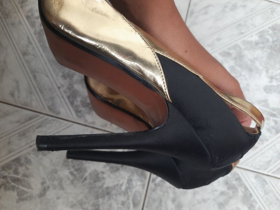 ZARA Woman piękne szpilki złoto czarne 36.5 37