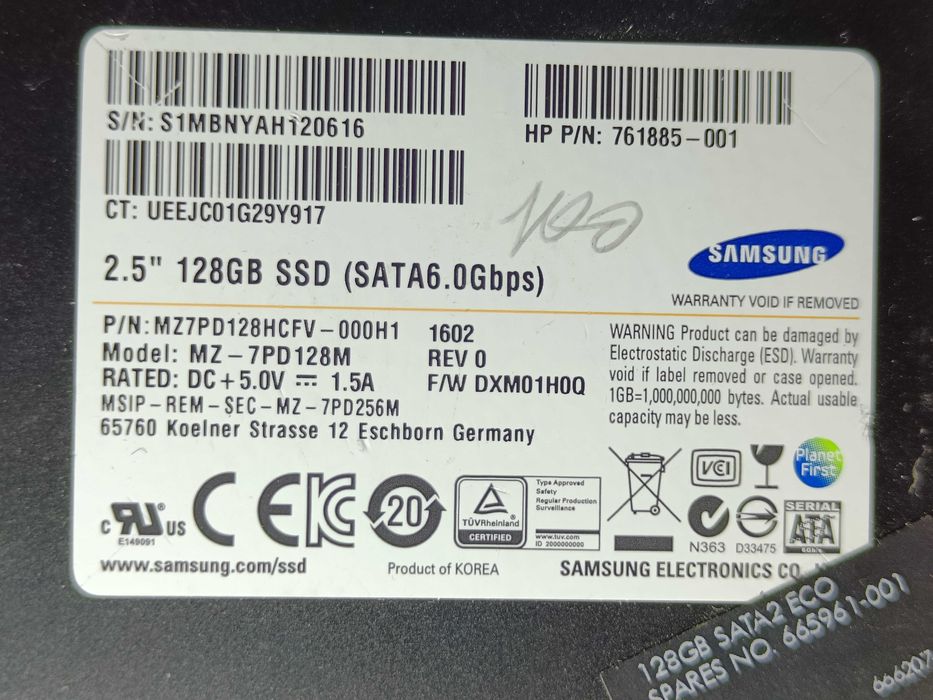 SSD диск ССД SAMSUNG 128GB 100% здоровя 7PD128M Надійний та якісний ССД!