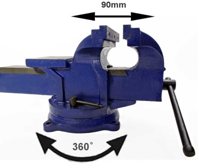 Imadło ślusarskie OBROTOWE z kowadłem 100mm Stal HARTOWANA