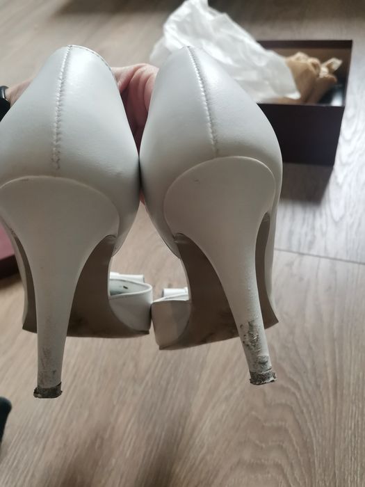 Buty ślubne białe, białe buty na obcasie