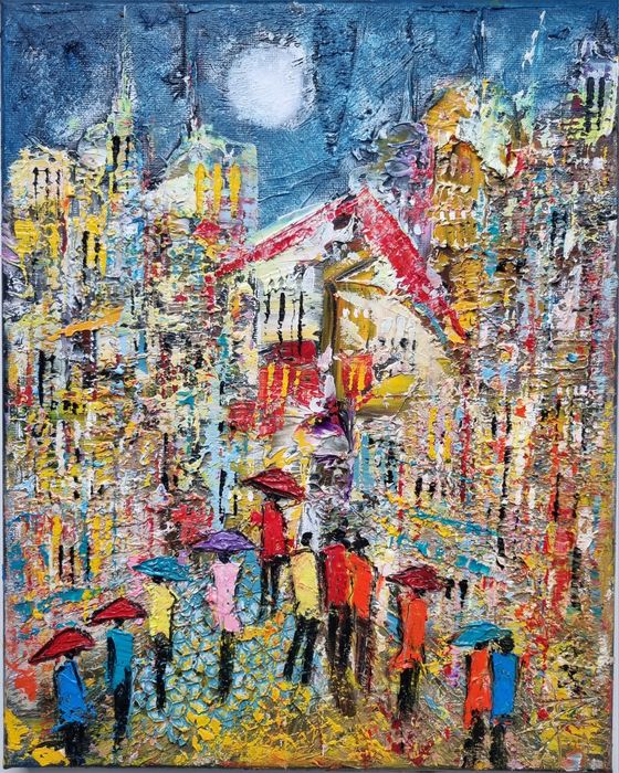 Obrazy olejne 30x24 gruba faktura farby RÓŻNE