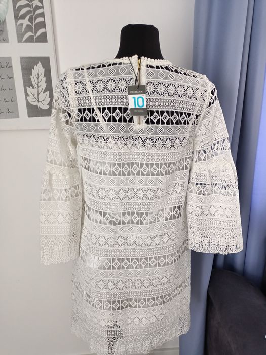Biała koronkowa sukienka Primark r38