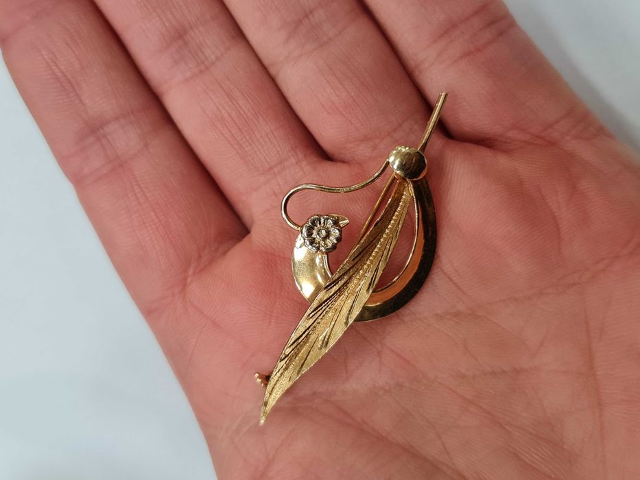 Złota broszka/ Złoto 750/ 4.14 gram/ Misterna/ XX wiek