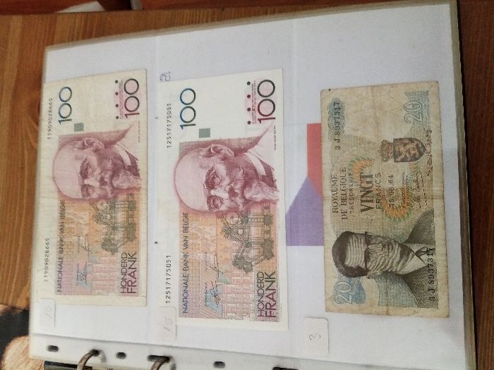 BÉLGICA 3 NOTAS, 2 Notas de 100 FRANCS S/ Data( 1 N/C e 2 BC de 1964