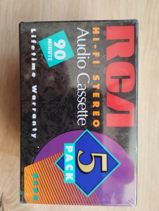 5 аудіо касет , нові в упаковці RCA 90 хвилин однім лотом