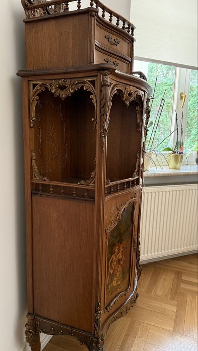 Pałacowy kabinet Rococo | Ręcznie malowany | XIX wiek witryna komoda konsola kresens