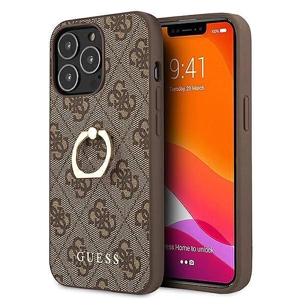 Etui Guess 4g Ring Stand na iPhone 13 Pro / iPhone 13 - brązowe