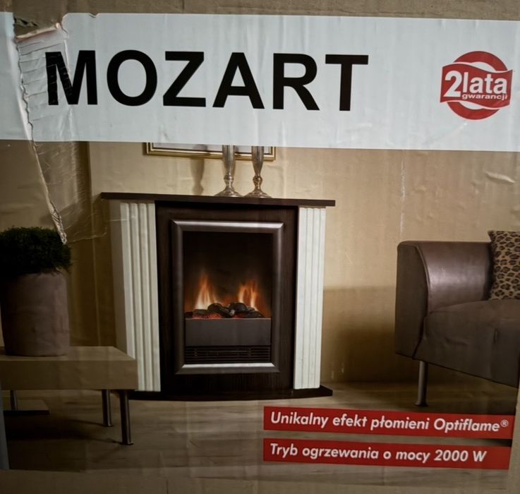 Elektryczny Kominek Mozart Efekt Płomieni Wolnostojący