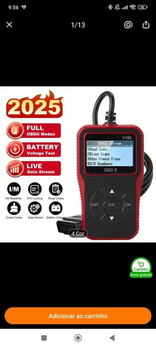 Obd2 leitor de códigos de falha de motor, ferramenta de diagnóstico