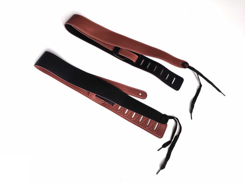Подарунок музиканту Ремінь шкіряний для гітари (чорний, коричневий)