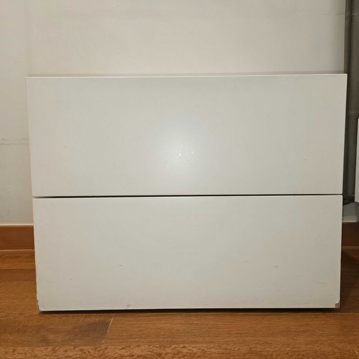 Cómoda Branca, 6 gavetas 180X54X83 + Mesa cabeceira branca 60x44x46