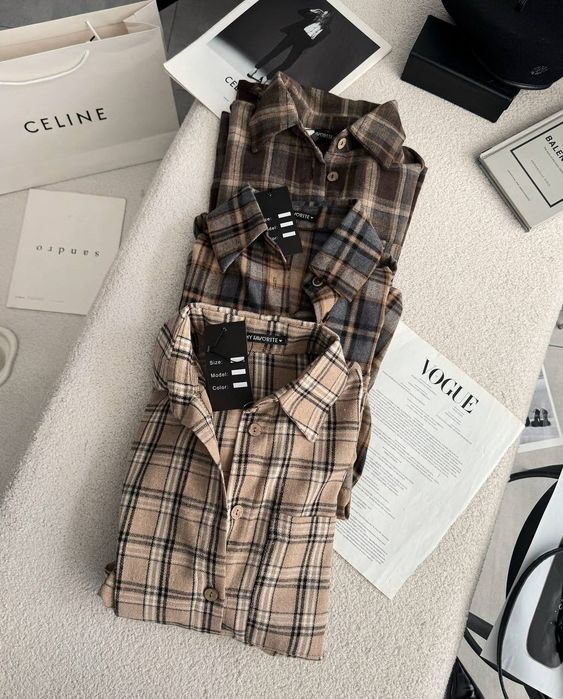 Трендова сорочка в клітинку вільного крою / рубашка в клетку