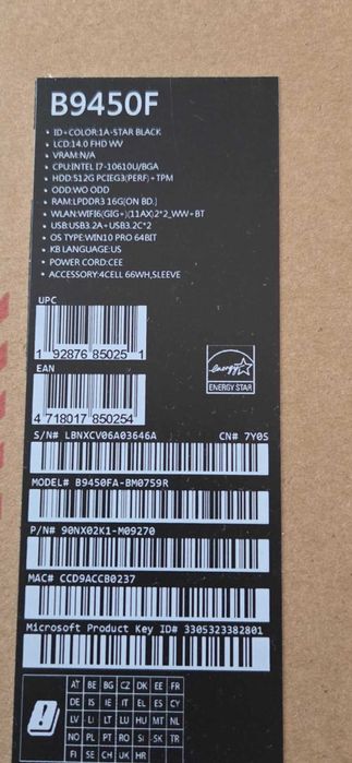 Ultrabook Asus - ExpertBook B9450FA , i7, 14 cali , 0.99kg