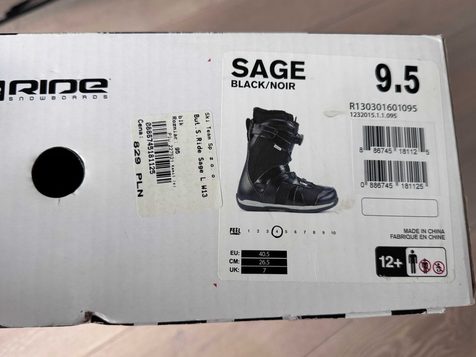 Kultowe i idealne buty snowboardowe RIDE SAGE WMN 26,5cm