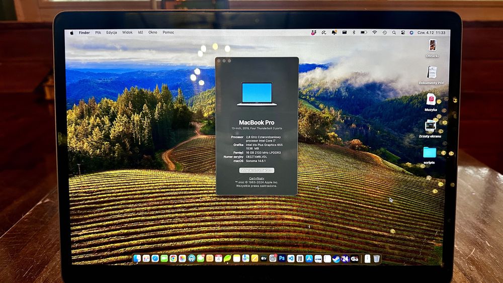 Apple MacBook Pro 2019, Intel i7 2,8Ghz, 16GB Ram, 256 ssd, 13