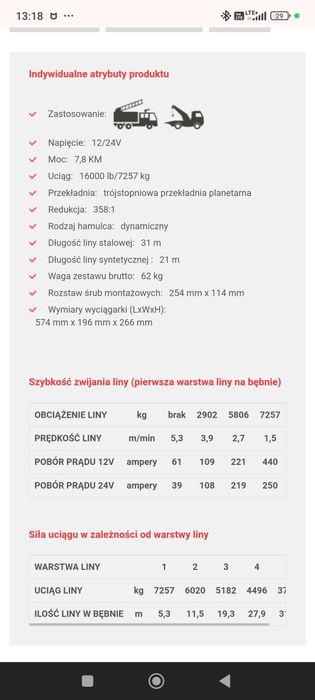 Wyciągarka, wciągarka samochodowa Dragon Winch DWT 16000 HD