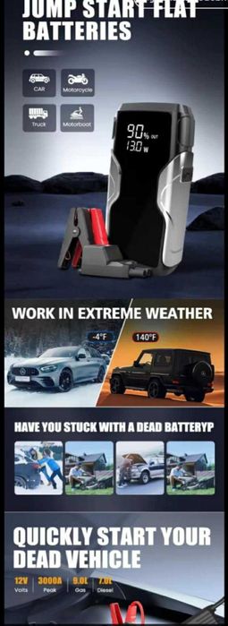 Car Jump Starter Power Bank 10000mAh 12V  mocny do odpalania auta