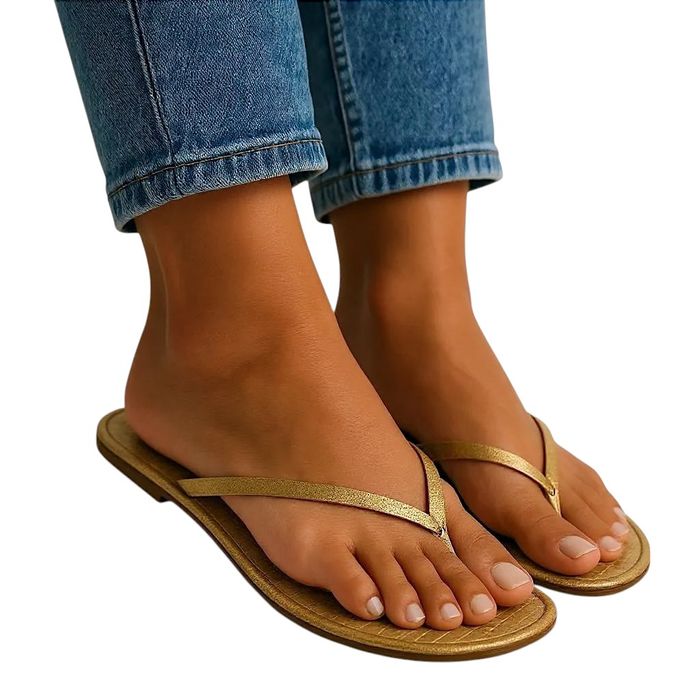 Klapki japonki damskie złote błyszczące modne 4755 rozm. 42