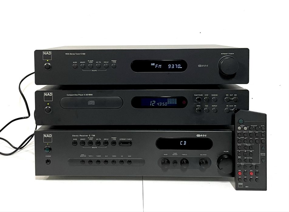 NAD Wieża z Oryginalnym Pilotem, NAD Tuner C 422, NAD C 521BEE CD Player, NAD C 730 Amplituner-Audio HiFi Stereo Wieża