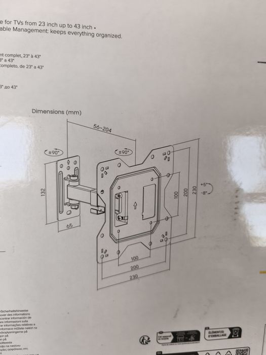Suporte TV de braço 23/43 polegadas novo